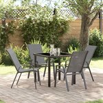 vidaXL Ensemble de salle à manger pour jardin 5 Pièces Gris et Noir