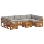vidaXL Ensemble de canapés d'extérieur 10 pc Naturel et gris clair