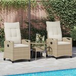 vidaXL Chaise de jardin 2 Pièces Beige et crème 56 x 60 x 112 cm