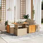 vidaXL Salon de jardin avec coussins 5 Pièces beige résine tressée