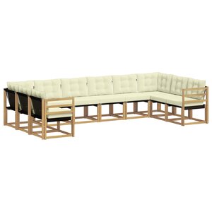 vidaXL Ensemble de canapés d'extérieur 10 Pièces Blanc et crème