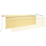 vidaXL Auvent rétractable manuel avec store 5x3 m Jaune et blanc