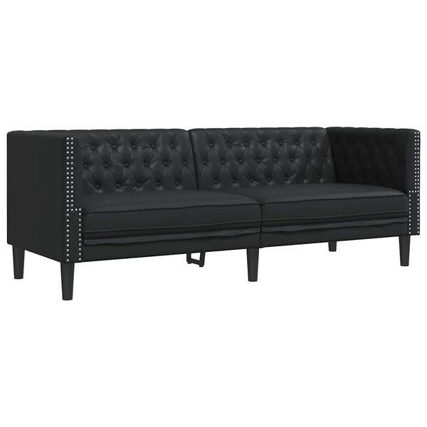 vidaXL Canapé Chesterfield Argyle Noir 194 x 74.5 x 70.5 cm Faux cuir