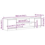 vidaXL Meuble TV chêne artisanal 188 5x41x50 cm bois d'ingénierie