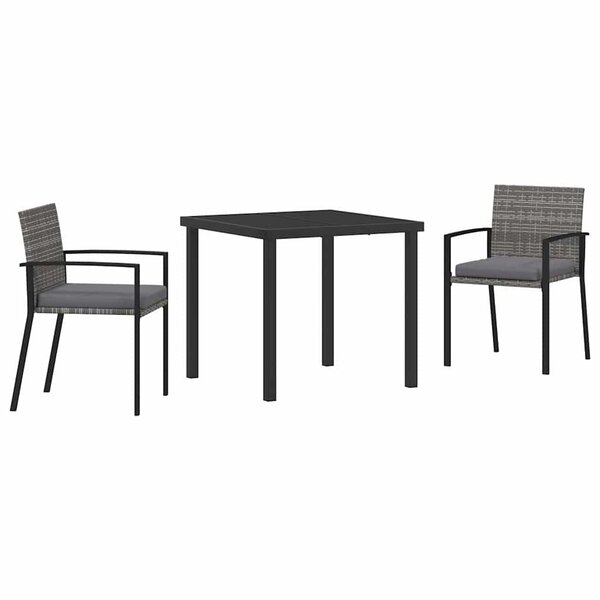 vidaXL Ensemble de salle à manger pour jardin 3 Pièces Gris Poly rotin