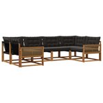 vidaXL Ensemble de canapés d'extérieur 6 pc Naturel et noir