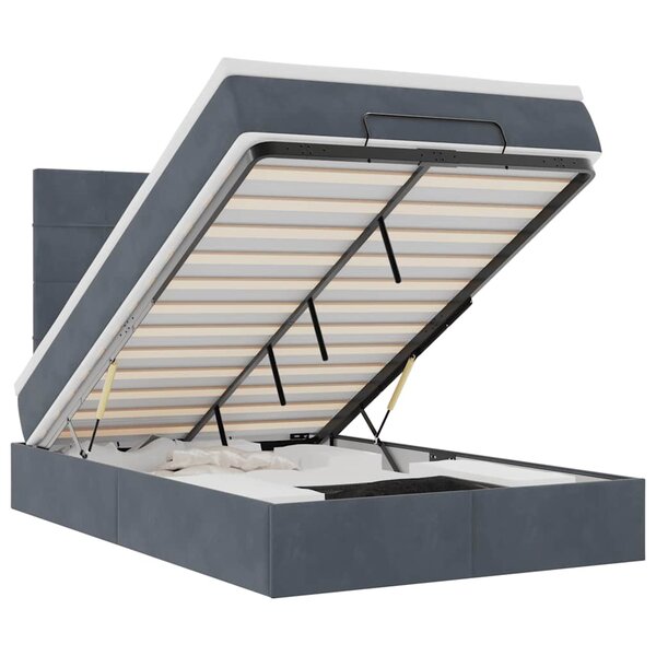 vidaXL Cadre de lit ottoman et matelas gris foncé 120x200 cm velours