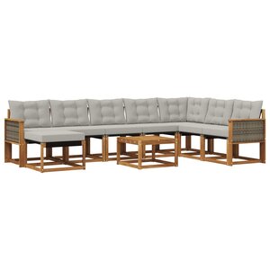 vidaXL Ensemble de canapés d'extérieur 9 pc Naturel et Gris clair