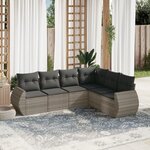 vidaXL Salon de jardin 6 Pièces avec coussins gris clair résine tressée