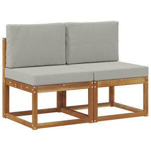 vidaXL 2 Pièce Sofa de milieu extérieur Bois d'Acacia Massif Naturel
