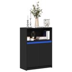 vidaXL Buffet avec LED noir 72x34x100 cm bois d'ingénierie