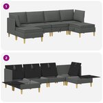 vidaXL Canapé modulaire avec rangement 6 Pièces Gris foncé Tissu