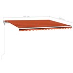 vidaXL Auvent automatique capteur de vent/LED 400x300 cm Orange/marron