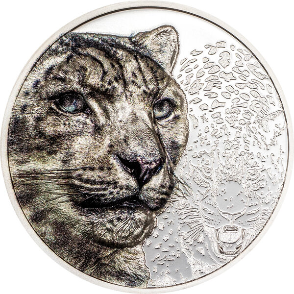 Monnaie SNOW LEOPARD Wild Mongolia 1 Oz Argent 500 Togrog Mongolia 2024