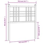 vidaXL Tête de lit métal blanc 75 cm