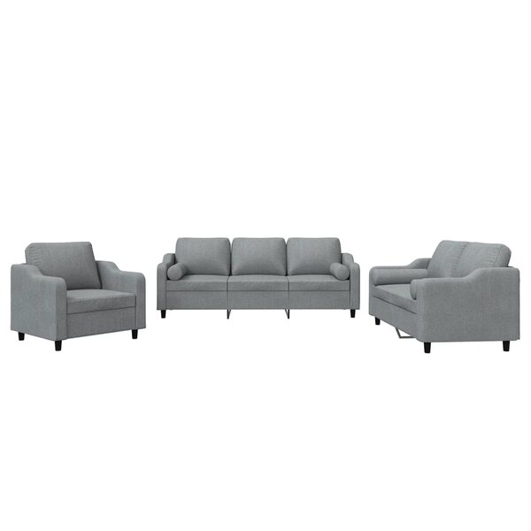 vidaXL Ensemble de canapés 3 Pièces coussins gris clair tissu