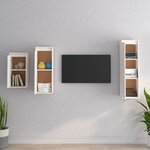 vidaXL Meubles TV 3 Pièces Blanc Bois massif de pin