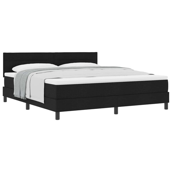 vidaXL Lit à ressorts avec tête de lit Noir 180 x 200 cm tissu