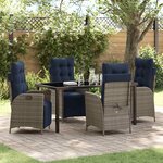 vidaXL Ensemble de salle à manger pour jardin 5 Pièces Gris et Noir Rotin