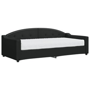 vidaXL Lit de jour avec matelas noir 90x200 cm tissu