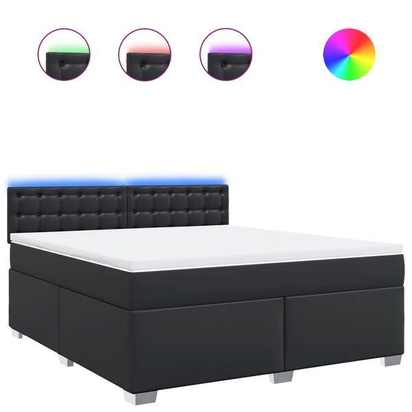 vidaXL Sommier à lattes de lit avec matelas Noir 180x200 cm Similicuir