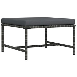 vidaXL Repose-pied sectionnel avec coussin Gris Résine tressée