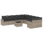 vidaXL Salon de jardin 11 Pièces avec coussins gris clair résine tressée