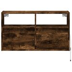 vidaXL Meuble TV mural avec lumières LED chêne fumé 80x31x45 cm