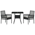 vidaXL Ensemble de salle à manger de jardin 3 pièces en poly rattan noir