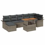 vidaXL Ensemble de canapé de jardin avec coussin 8 Pièces Gris polyrotin