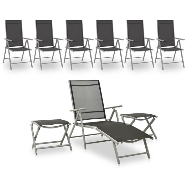 Salon de jardin meuble d'extérieur ensemble de mobilier 9 pièces noir et argenté 02_0018279
