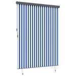 vidaXL Store Roulant Extérieur Rayé Bleu et blanc 220 x 250 cm tissu