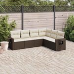 vidaXL Salon de jardin avec coussins 6 Pièces marron résine tressée