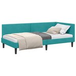 vidaXL Cadre de lit d'angle avec tête de lit Turquoise 100 cm x 200 cm