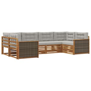 vidaXL Ensemble de canapés d'extérieur 6 pc Naturel et gris clair