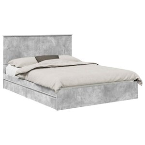 vidaXL Lit de Rangement Gris béton 150 x 200 cm Bois d'ingénierie