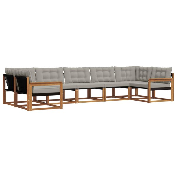 vidaXL Ensemble de canapés d'extérieur 7 pc Gris Naturel et Clair