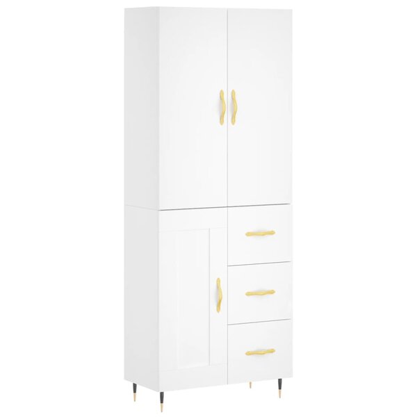 vidaXL Buffet haut Blanc 69 5x34x180 cm Bois d'ingénierie