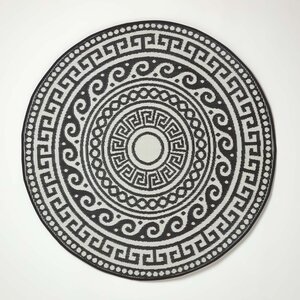 Tapis extérieur terrasse réversible rond - Tapis de jardin imperméable et résistant UV - Enid - Gris - 180 cm - HOMESCAPES