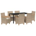 vidaXL Ensemble de salle à manger pour jardin 7 Pièces Beige polyrotin
