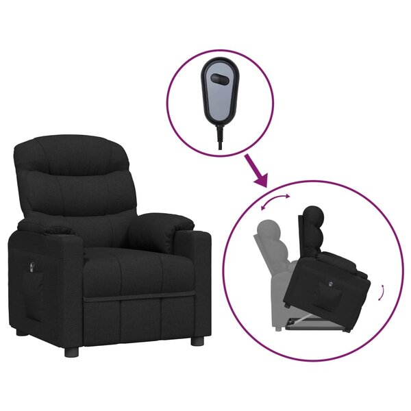 vidaXL Fauteuil Noir Tissu