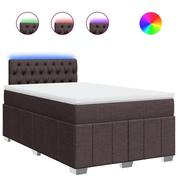 vidaXL Sommier à lattes de lit et matelas marron foncé 120x190cm tissu
