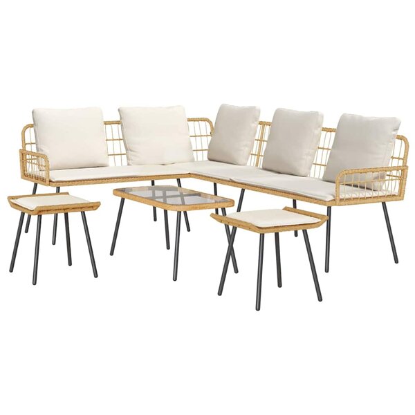 vidaXL Ensemble de canapé de jardin 4 Pièces Naturel polyrotin