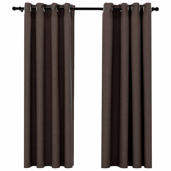 vidaXL Rideaux occultants Aspect lin avec œillets 2Pièces Taupe 140x175cm