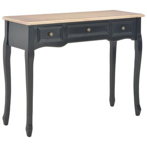 vidaXL Table de console et coiffeuse avec 3 tiroirs Noir
