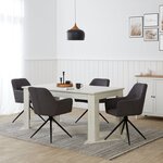 Table repas blanc lavé 160x90 4 chaises gris
