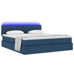 vidaXL Lit de rangement LED avec matelas Bleu 180 x 200 cm Tissu