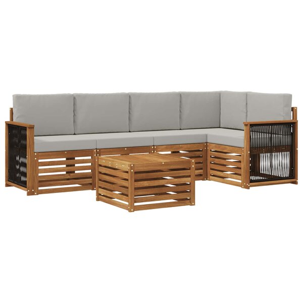 vidaXL Ensemble de canapé d'angle 5 Pièces Naturel et gris clair