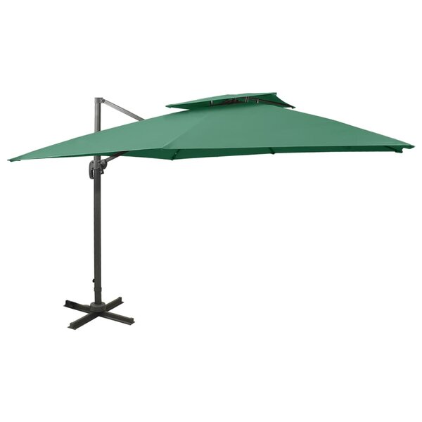 vidaXL Parasol de jardin en porte-à-faux avec double toit vert