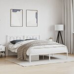 vidaXL Cadre de lit métal avec tête de lit blanc 150x200 cm